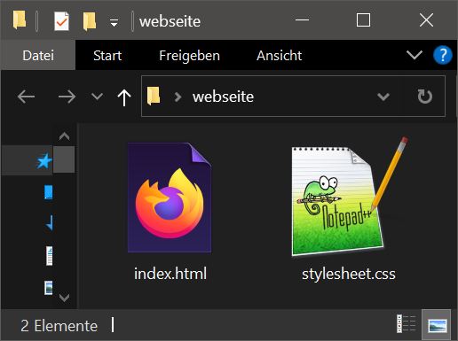 Ordner mit einer HTML- und einer CSS-Datei